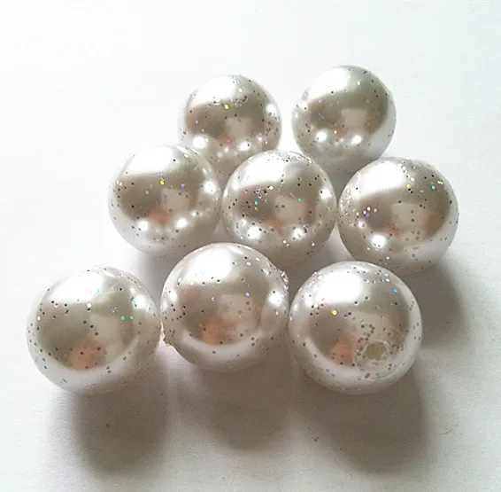 

(choose size) 10mm/12m/20mm white color Acrylic glitter Powder spraying pearl Beads for Necklace Jewelry