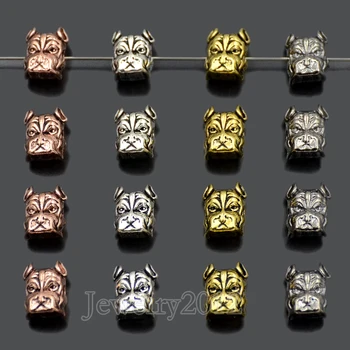 

100PCS/Lot Solid Metal Bull Dog Fitness 9x12mm Bracelet Necklace Connector Charm Beads Silver Gold Rose Gold Wholesale Lot