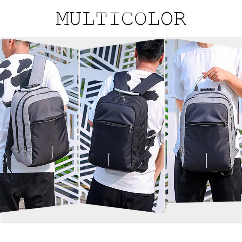 Sports Bag Outdoor USB Charge Camping Hiking Backpack Lock Shoulder Business Travel Bag Code Lock Anti-Theft Backpack #2D04 (8)