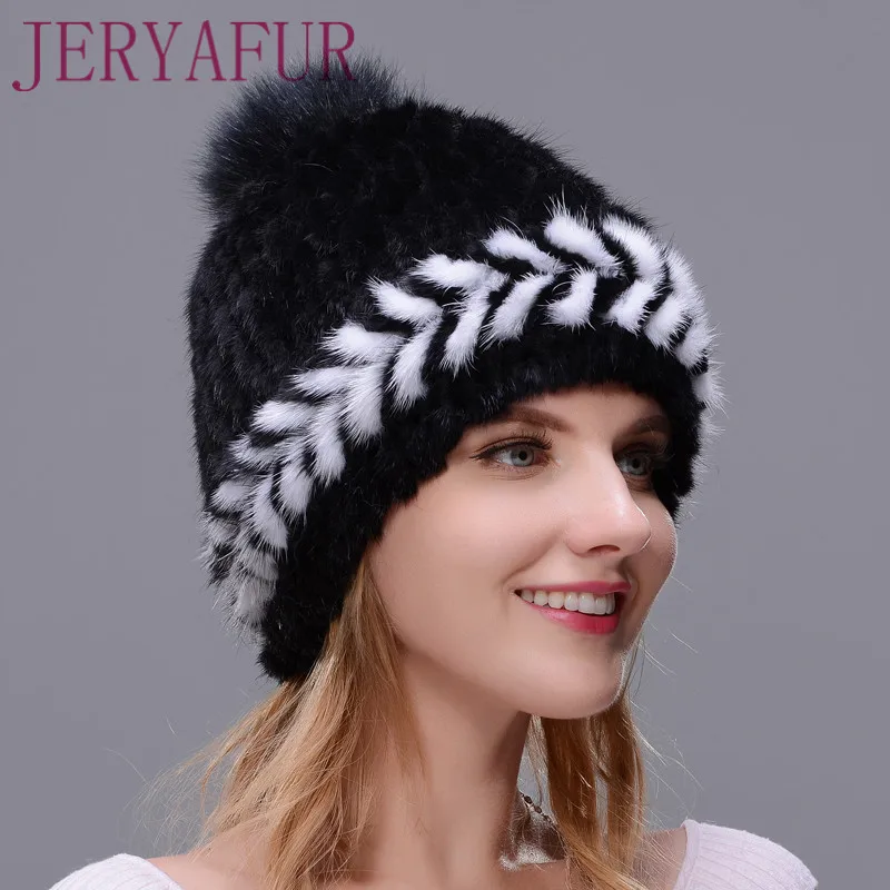 Женская шапка из меха норки JERYAFUR зимняя Лыжная Шапка Кепка с внутренней