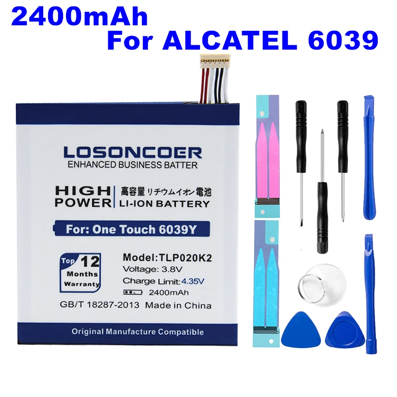 LOSONCOER 2400 мАч TLp020K2 высокое качество литий-ионная батарея для Alcatel One Touch 6039 H 6039Y 6039 K батарея