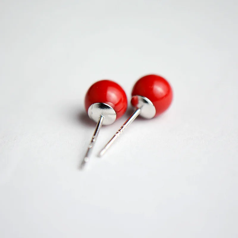 Серьги-гвоздики с круглым красным жемчугом Rose Lee для женщин, 925 пробы серебряные серьги, Мода 925, ювелирные изделия RL25