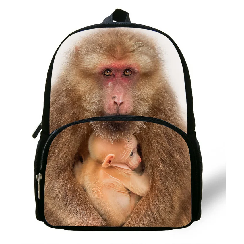 12 Inch Popular Animal Print Backpack Bag For Kids Monkey Print