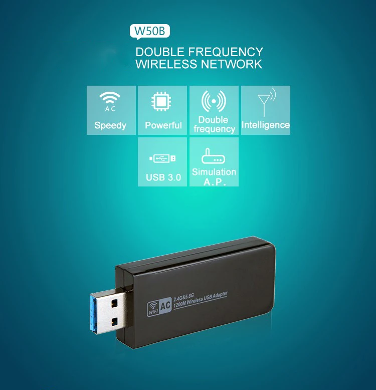 11ac 1200 Мбит/с USB3.0 Беспроводной Адаптер 2.4 г/5.8 Г двухдиапазонный usb-адаптер Wi-Fi приемник 2T2R Телевизионные антенны AP Беспроводной сети карта