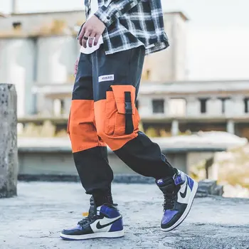 

2019 New Fashion Cargo Pants High Street Japanese Loose Pockets Men Hip Hop Pants Skateboard Tide Brand Streetwear Pants Men