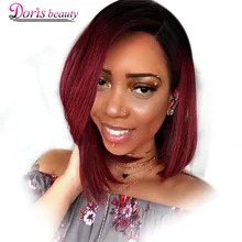 Doris beauty Ombre красный боб парики для женщин синтетический короткий блонд черный коричневый прямой парик бордовые волосы термостойкие волокна