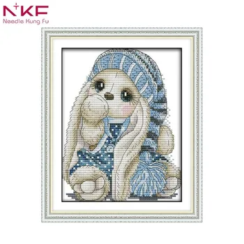 NKF hot sale The mini rabbit Creative DIY Needlework 11CT 14 CT Printed Not Printed Water Soluble Cloth For Cross Stitch Kits
