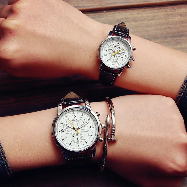New Quartz Men Watches Unisex Fashion Casual Luxury 3 Eyes PU Leather Business Watch Men women