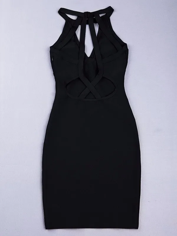 Темно-синие спагетти Глубокий V образным вырезом трикотажные эластичные новая мода сексуальное женское облегающее Бандажное платье Черное