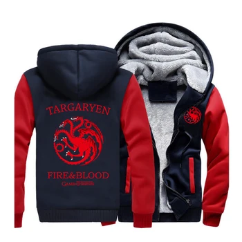 

Game of Thrones Streetwear Dragon Targaryen Sweatshirt Hoodies Men 2020 Winter Warm Fleece Thick Hooded Sportswear Hip Hop Coat