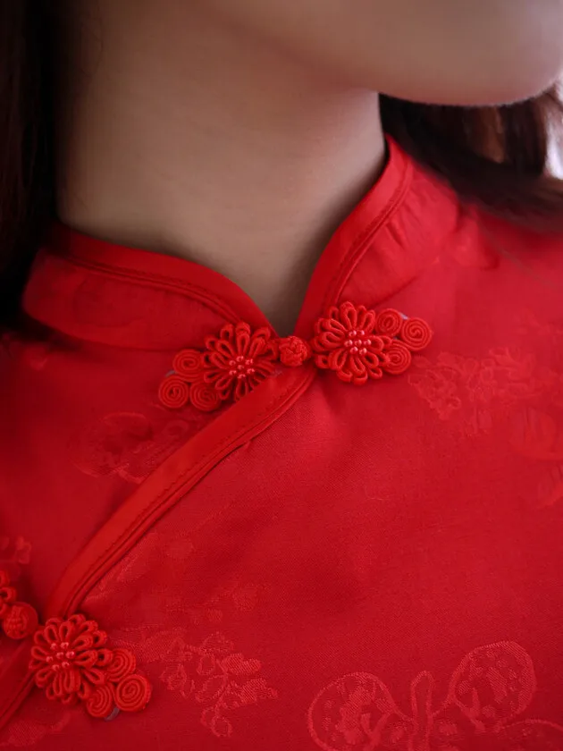 1 шт./лот Plum Цветок Пион печати Cheongsam китайских женщин Qipao платье длинный отрезок высокого щель Cheongsam
