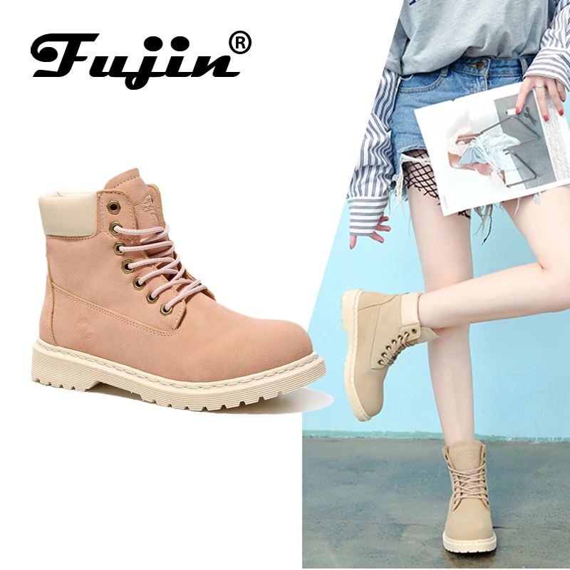 

FUJIN Brand Women Ankle Boots Winter Plush Fur Keep Warm Women Shoes Female Boots Lace Up Comfortable for Women Shoes plus size
