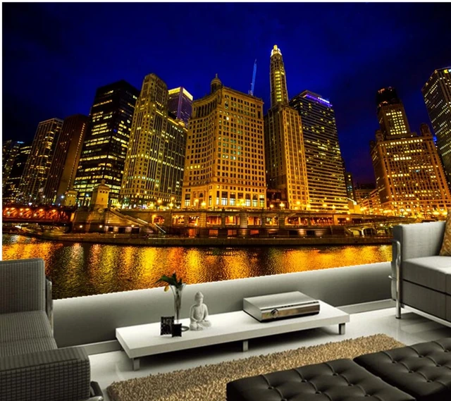 3D wallpaper,New York city beautiful night,building and Bridge under the  colorful light,living room TV wall bedroom large murals - AliExpress