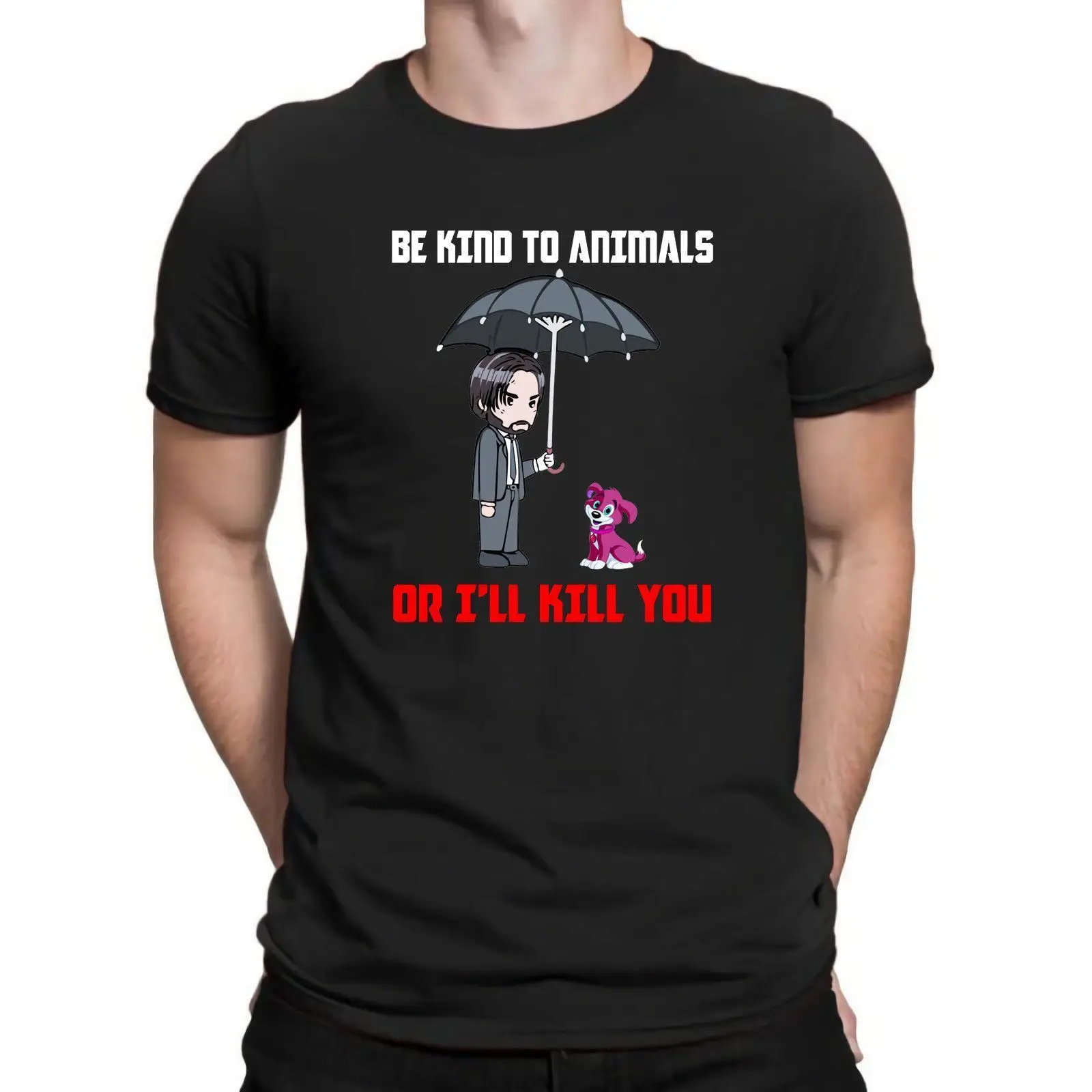 Be Kind To Animals or I ll Kill You Against Animal Attention футболка с героями мультфильмов для мужчин
