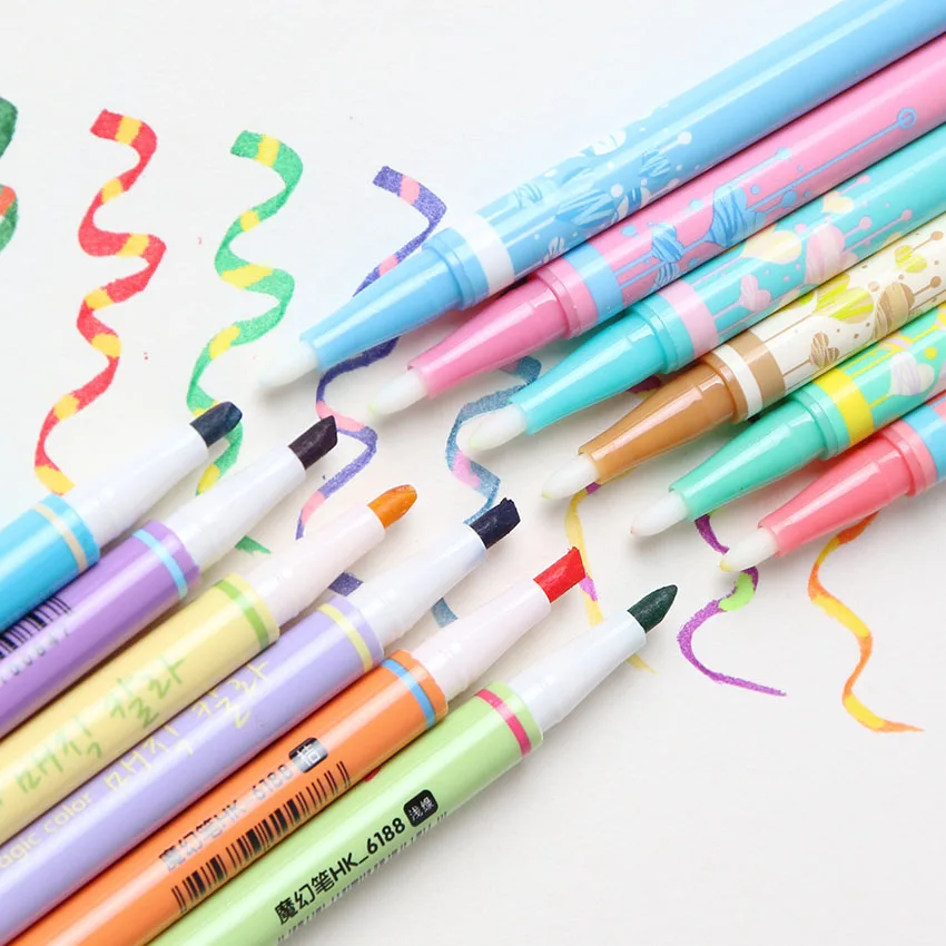 12PCS Office School Supplies Highlighters Double With Diamond Color