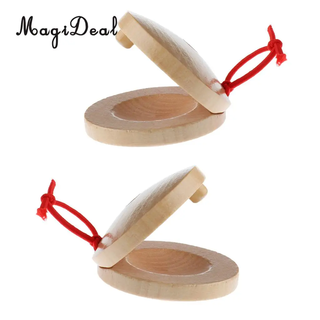 MagiDeal A Pair Wooden Castanets Wood Percussion Flamenco Musical Instrument for Parent-Child Communication Interactive Toys