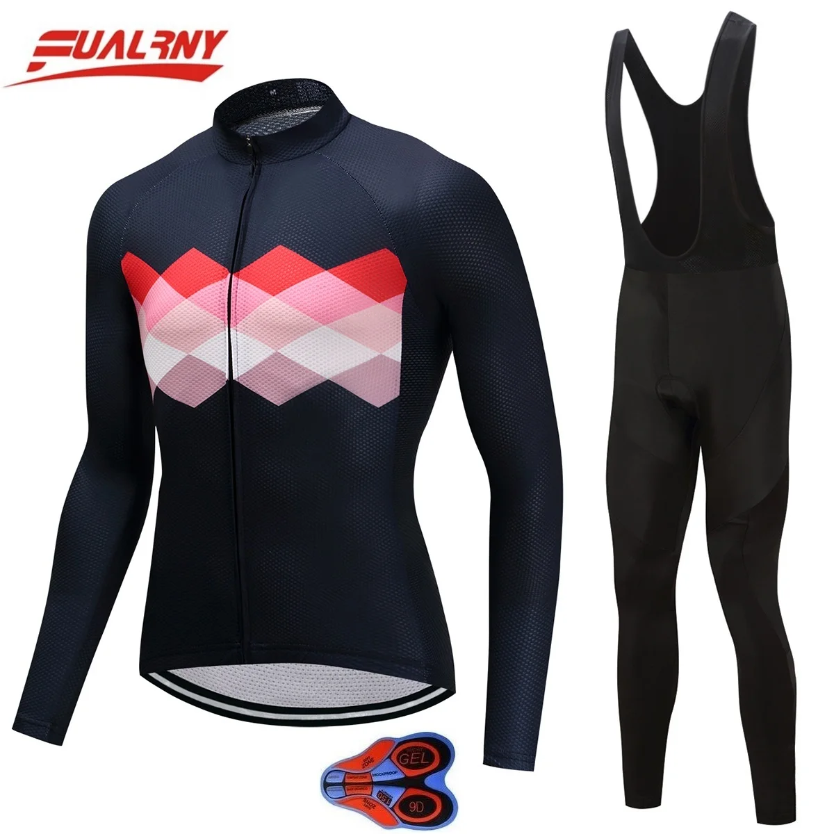 

2018 Team FUALRNY Long sleeve Ropa Ciclismo Cycling Jersey sets 9D/Autumn Bicycle Clothing/MTB Bike Clothes For Man Bright chest