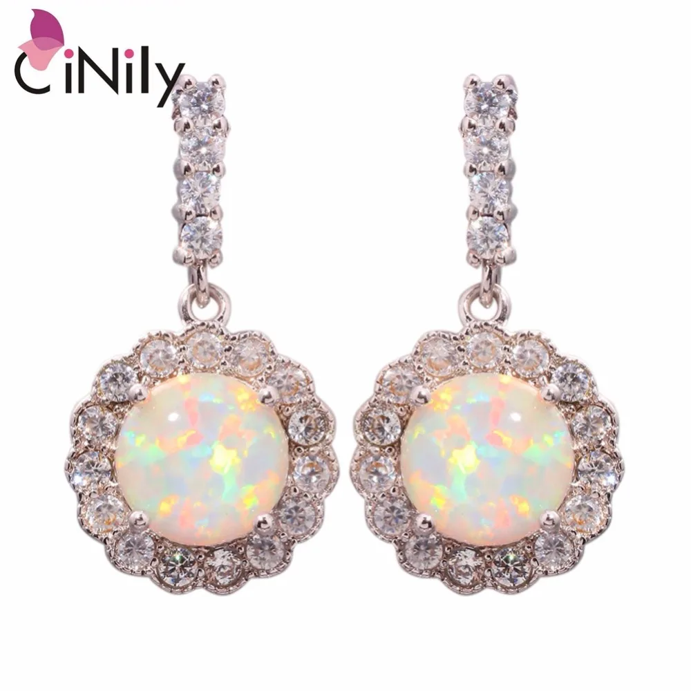 Женские серьги гвоздики с фианитом 7/8 дюйма OH2738|white fire opal|jewelry jewelryjewelry wholesale jewelry |