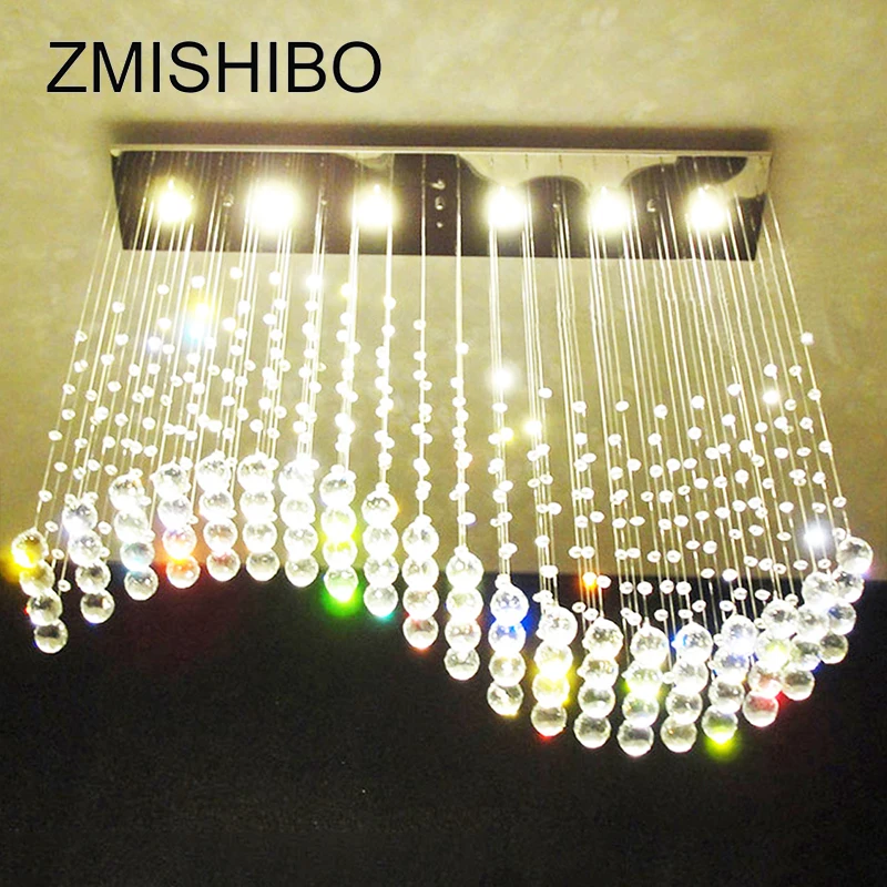 

ZMISHIBO Wave Crystal Pendant Ceiling Lamp 5/6 LED Bulbs 110-220V Surface Mounted Hanging Chandelier For Dining Room Hotel Palor