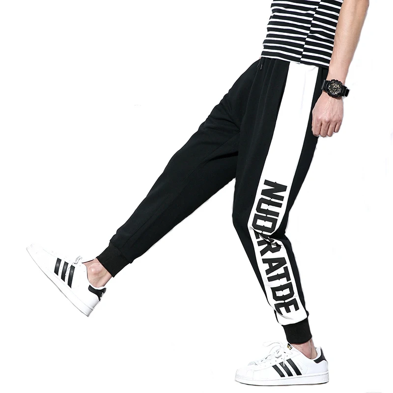 

Men Casual Pants 2018 Male retro striped harem trousers beam feet Patchwork Cotton Sweatpants Jogger Tracksuit Funky Sweatpants