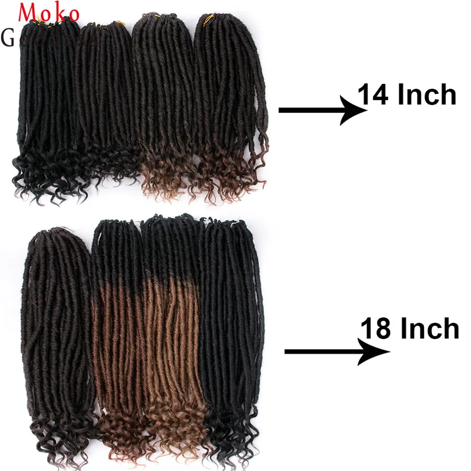Mokogoddess 14 18 дюймов Омбре искусственные локоны в стиле Crochet Волосы Кудрявые