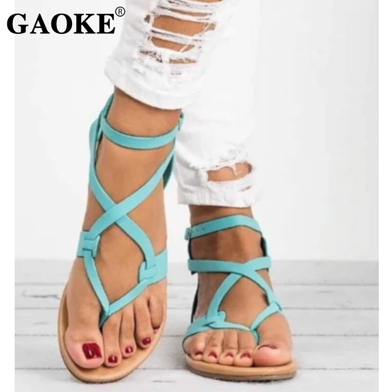 

2018 Summer Woamn Shoes Woman Bandage Sandals Female Casual Low Heel Ankle Strap Flip Flops Women Beach Sandals Flat Sandals