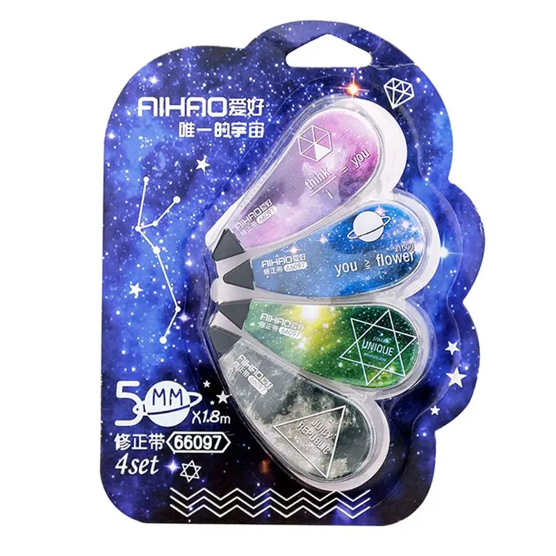 

4Pcs Correction Tape Set Fantastic Star Sky Stationery Correcting Tool Student Gift School Supplies