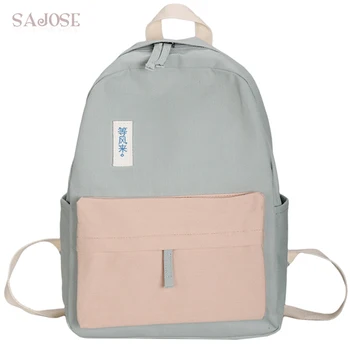 

Backpacks School Bags Teenager For Girl Casual Nylon Lady Candy Color High Quality Stitching Women Fashion Student Shoulder Bag