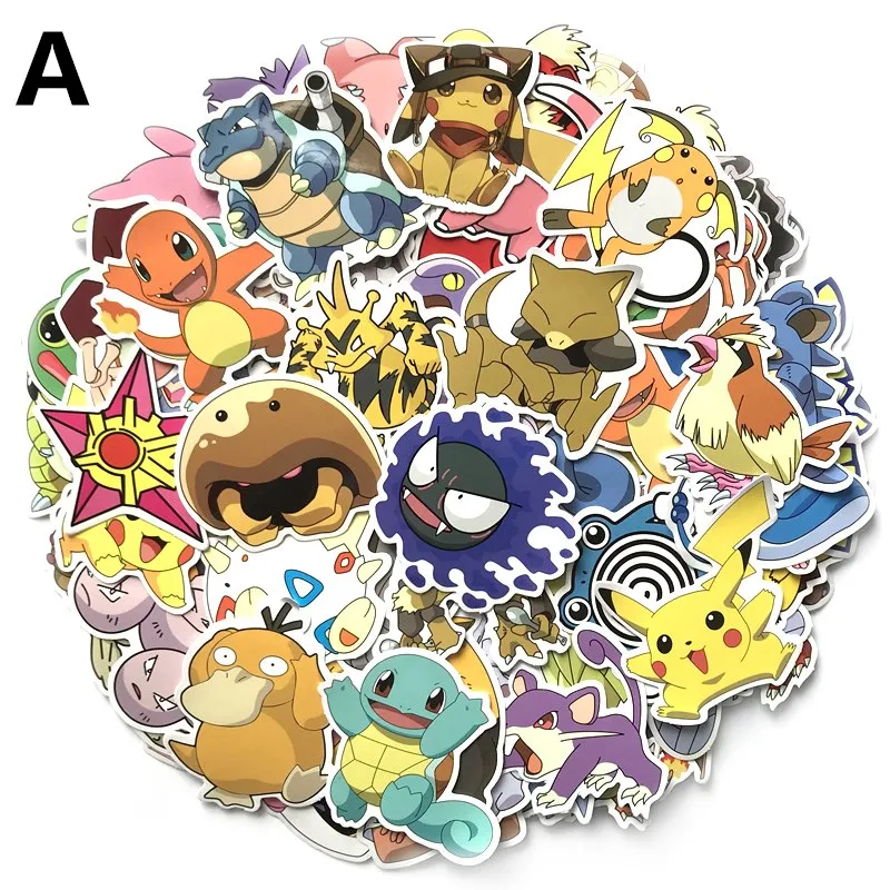 

80 Pcs Cartoon Pikachu Stickers For Notebook PC Skateboard Bicycle Car Motorcycle pokemones DIY Waterproof Children Toy Sticker