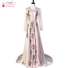 Элегантное мусульманское вечернее платье марокканский кафтан Robe De Soiree Дубай Кружевная аппликация торжественное платье с длинным рукавом платье на выпускной