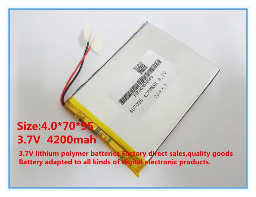 3.7V 4200mAh 407095 Lithium polymer Tablet Battery with protection board For Tablet PCin Tablet