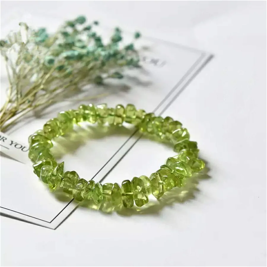 

10mm Natural Peridot Bracelets For Women Female Stretch Green Natural Olivine Gems Stone Irregular Crystal Bead Bracelet