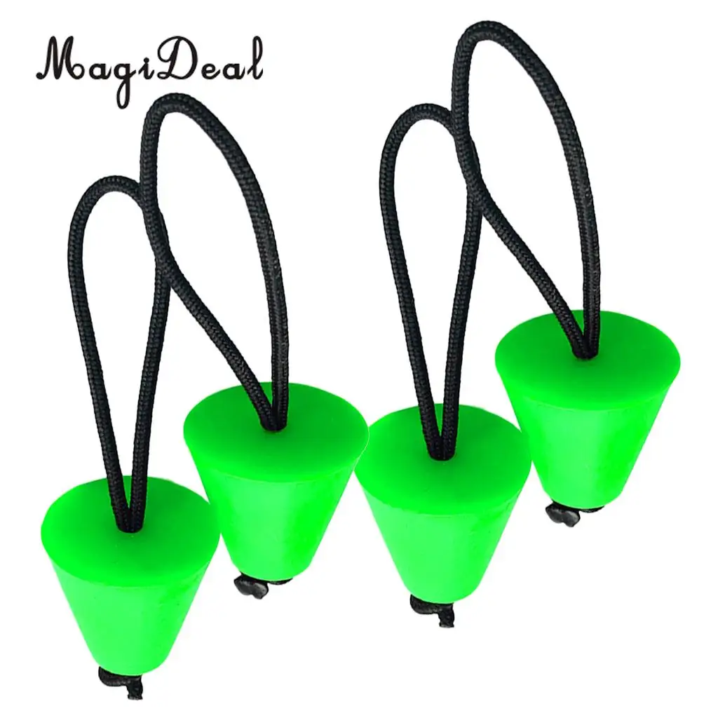 MagiDeal 4 Pieces Durable Green Rubber Kayak Canoe Scupper Plugs Drain Holes Stopper Kit - Universal Fit