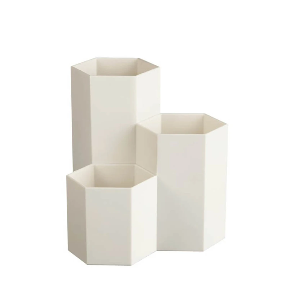 Творческий шестиугольник коробка-органайзер для косметики кисточки пенал ювелирные изделия дисплей стойки контейнер - Цвет: Белый
