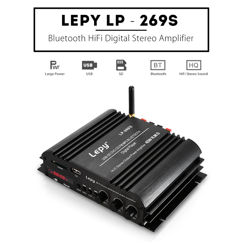 Lepy Lp-269S Bluetooth автомобильный усилитель Hi-Fi Цифровой стерео аудио 2 канала мощный звук совместим с мото компьютерным динамиком