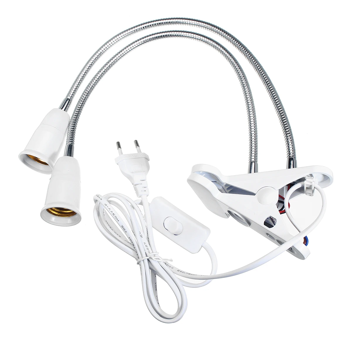 30CM 360 Degrees Flexible Light Holder Double Heads Clip With Switch