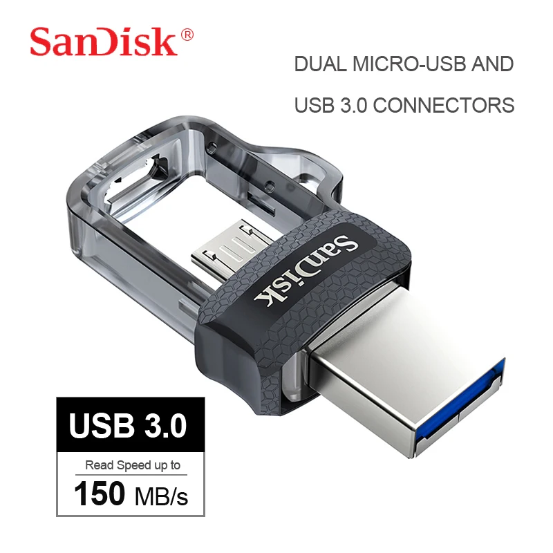SanDisk USB 3,0 двойной OTG флеш-накопитель 32 Гб 64 Гб 128 ГБ 150 м/с USB флеш-накопитель 16 Гб U диск для Android устройств и компьютера