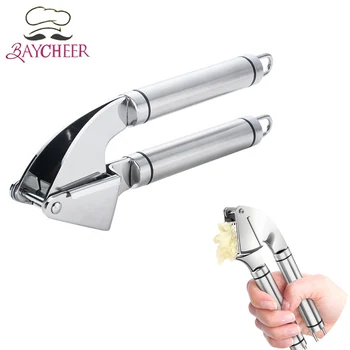 

BAYCHEER Stainless Steel Garlic Press Hand Press Garlic Ginger Presser Slicer Masher Cooking Tool Kitchen Utensils Accessories