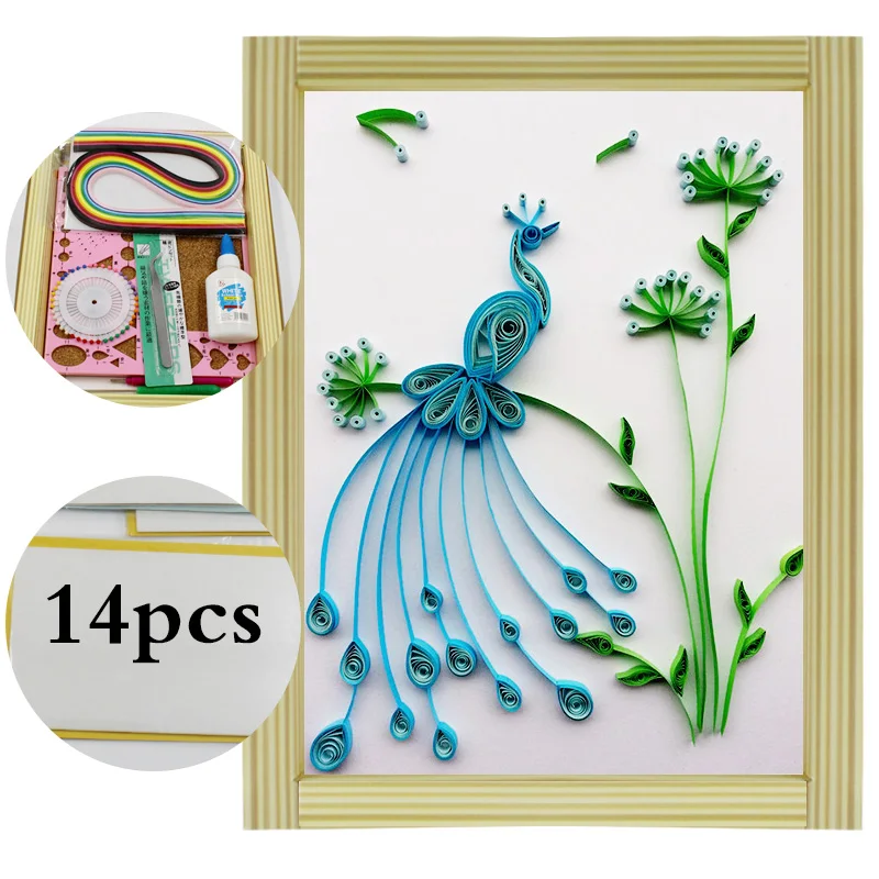 Buy 16 colorful Quilling Paper Craft Kits 14Pcs Tool