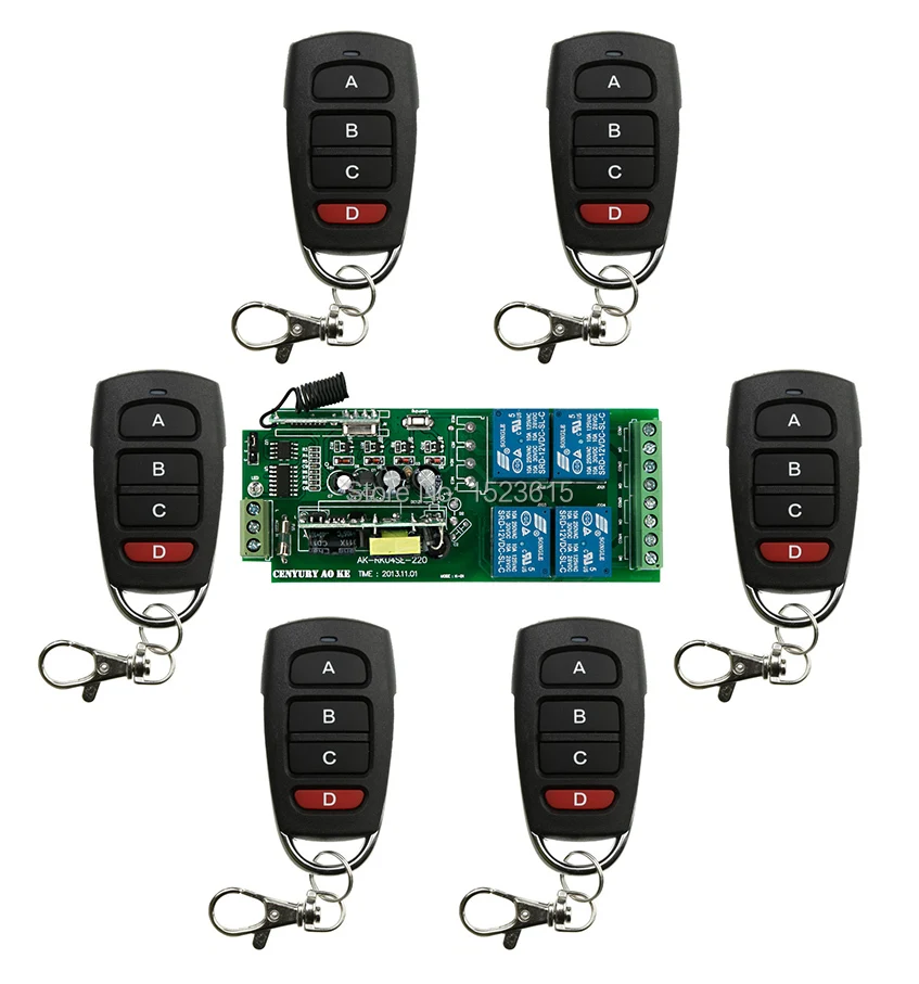 

85v~250V 4CH 10A RF Wireless Remote Control Switch System teleswitch 6 transmitter & 1 receiver relay Receiver Smart Home Switch