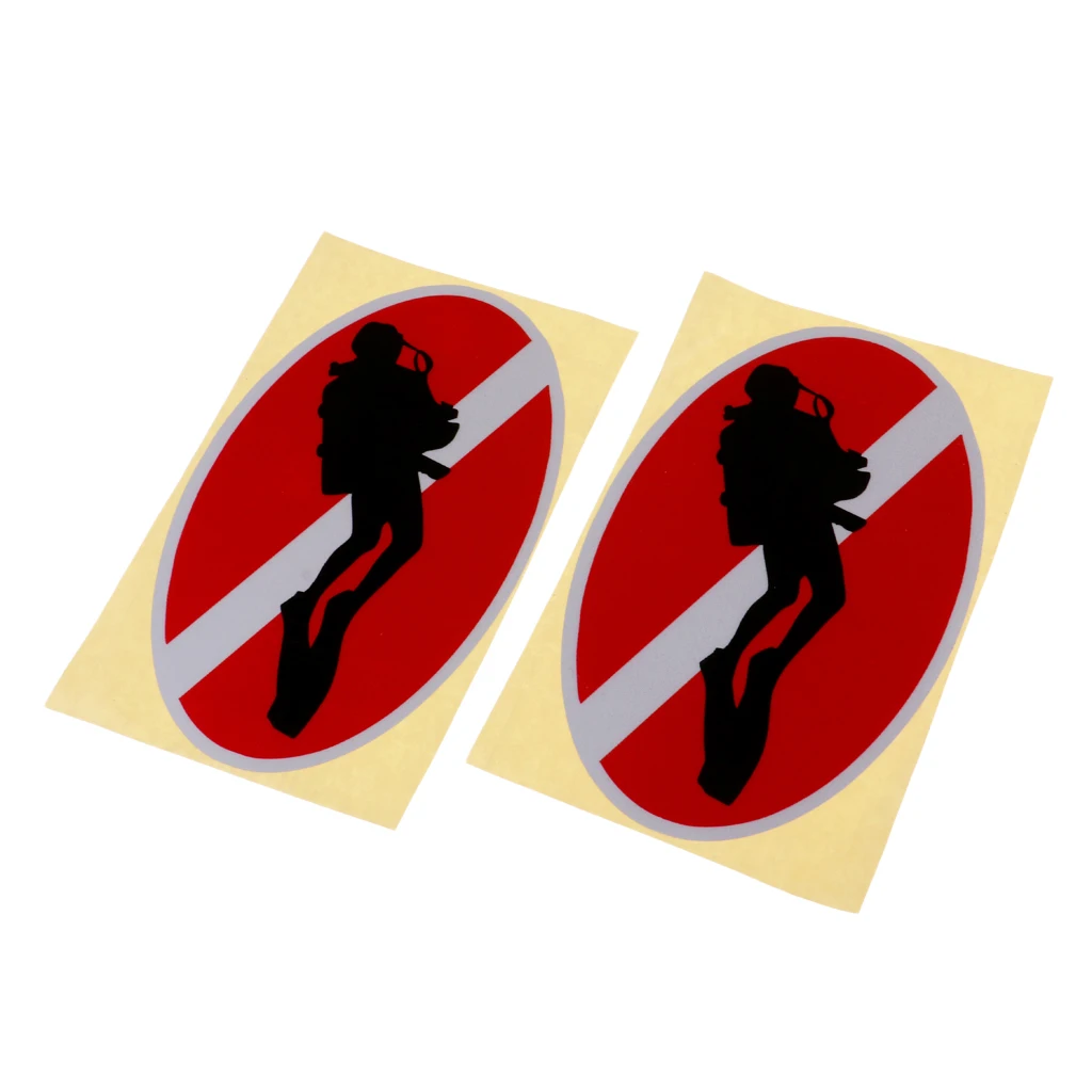 2 Pieces Reflective Adhesive Scuba Diving Diver Kayak Sticker Decal for Dive Tank Cylinder Flippers Snorkeling Swim Water Sports