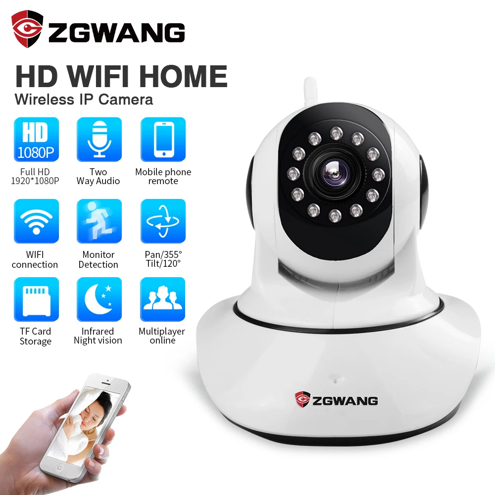 ZGWANG 1080 P Беспроводной безопасности IP Камера 2MP Главная видеонаблюдения Камеры Скрытого видеонаблюдения P2P ИК-Ночное видение сети Крытый