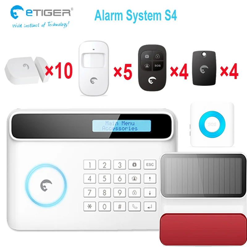 433MHZ signal GSM SMS Home Burglar Security Alarm System Passive infrared intrusion Detector Gap Sensor Solar power alarm