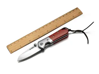 

KUBEY KU112 Pocket Knives with Wooden Handle Razor Sharp Blade Safety Folding Outdoor Camping Hunting Knife Tool, Small Size