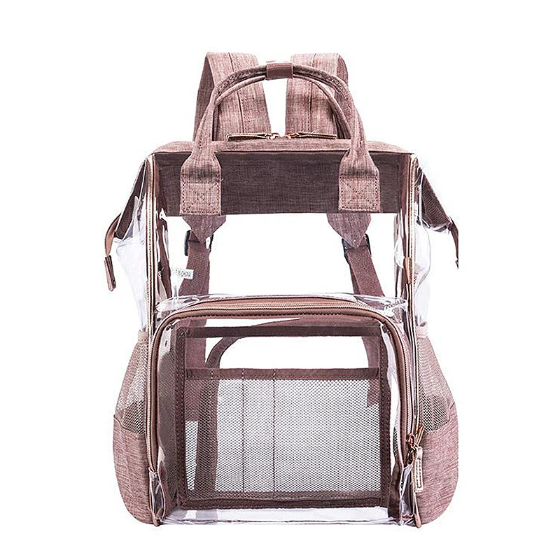 

2019 Fashion Women Bag Zippper 2 in 1 Clear Backpack School Bookbag Pencil Case Transparent Backpack Bags