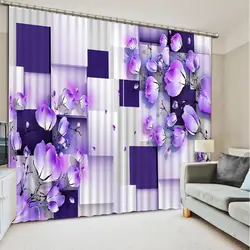 Цветок 3d занавески для гостиная дети спальня ткань фиолетовый шторы