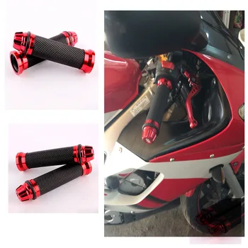 

Motorcycle CNC Aluminumum Rubber Gel Hand Grips Chopper Cruiser Bobber For 22mm Handlebar Sport Bike Red Motorbike Accessories