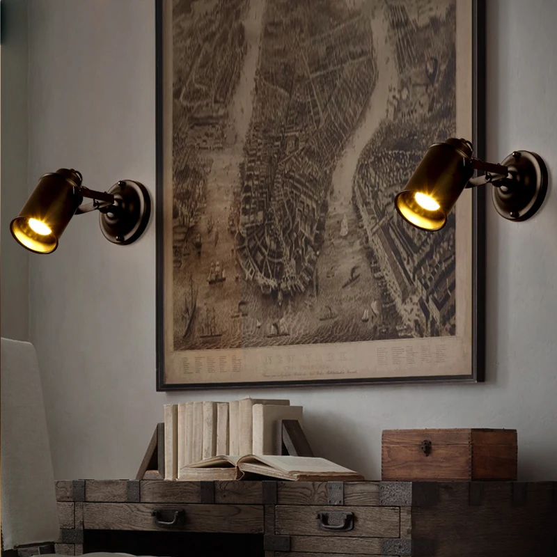 Luminária de Parede Vintage de Ferro E27 para Iluminação de Casa Estilo Loft Lâmpada Industrial