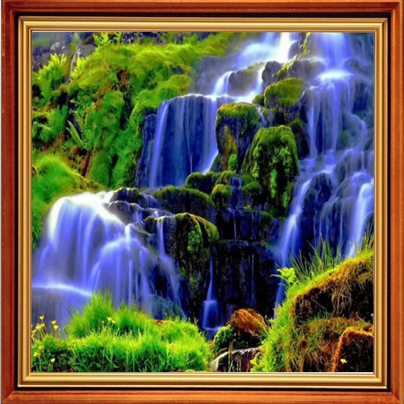 3d Diy Diamond Embroidery Waterfall Handmade Diamond Painting Natural Scenery Pictures By