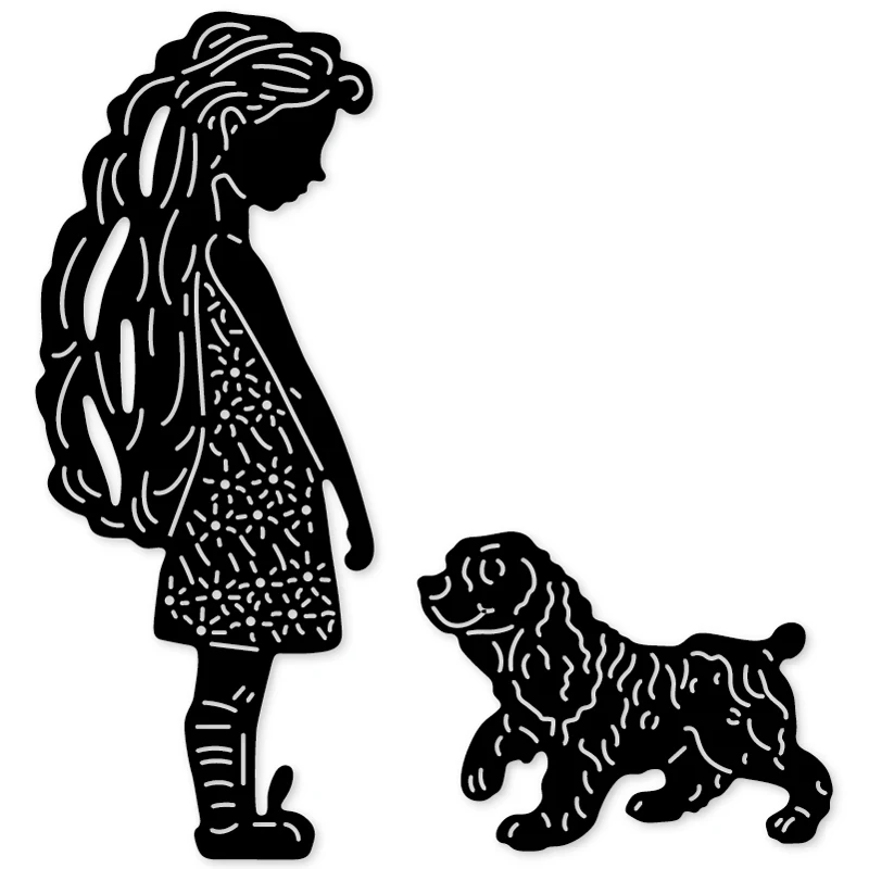 

girl and pet dog metal cutting Dies Scrapbooking Craft Die Cut emboss paper card make Stencil 110*81mm